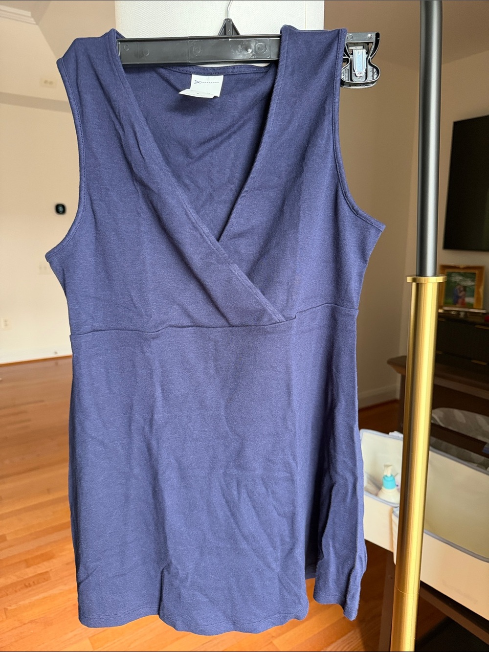 Sleeveless Maternity Wrap-Style Women's Top in Navy